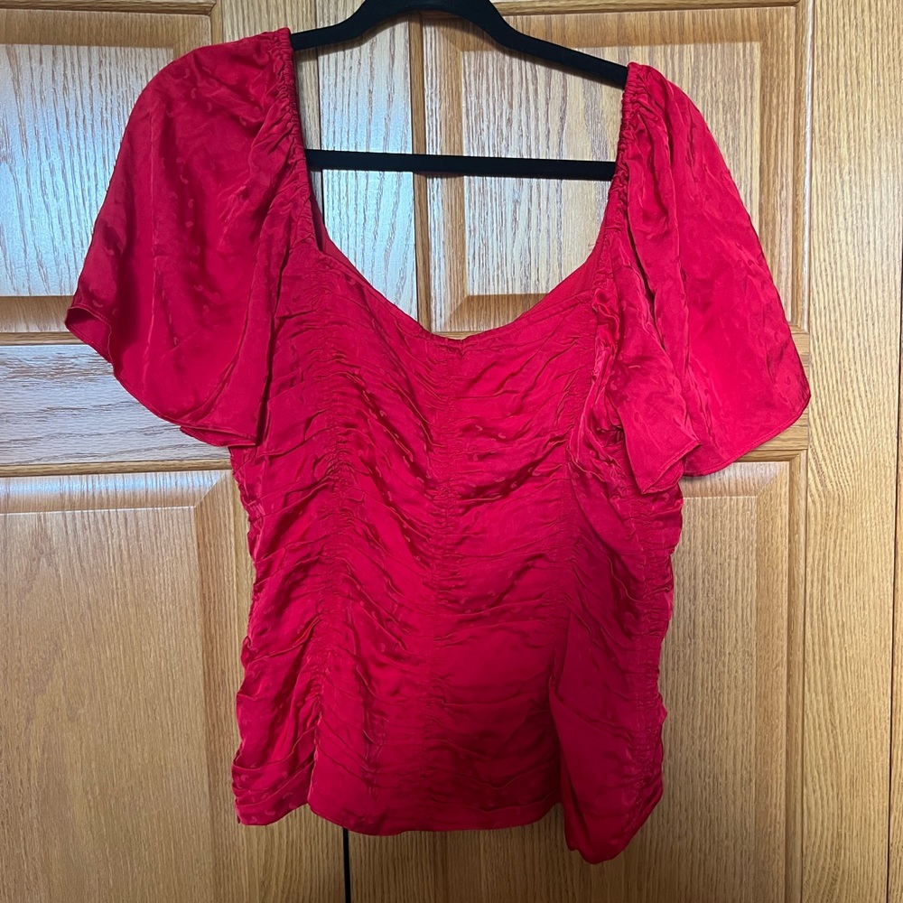 Red side zip blouse - Picture 5 of 5